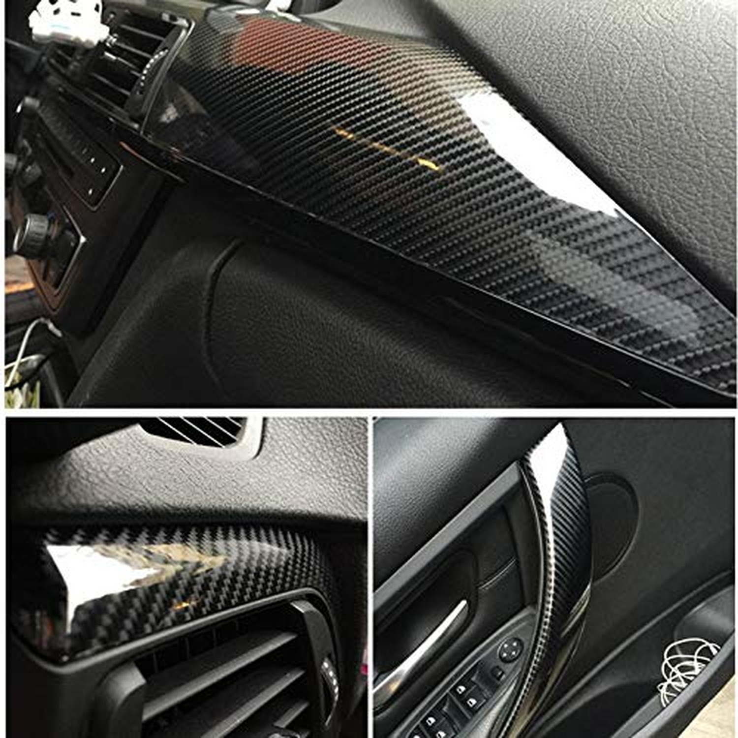 6D High Gloss Black Carbon Fiber Vinyl Bubble Free Air Release Car Wrap Film …