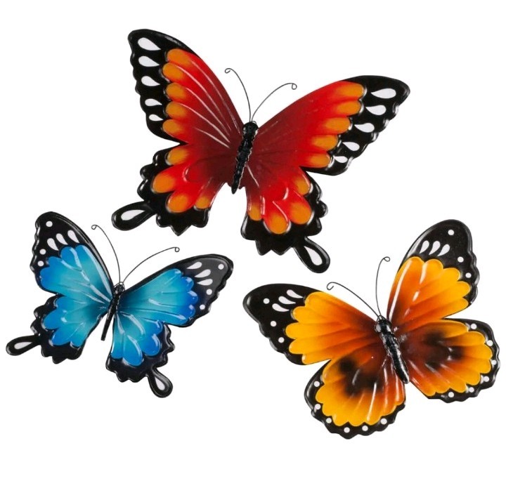 Butterfly Wall Art Hanging Metal Indoor Outdoor Home Art Decor Set of 3