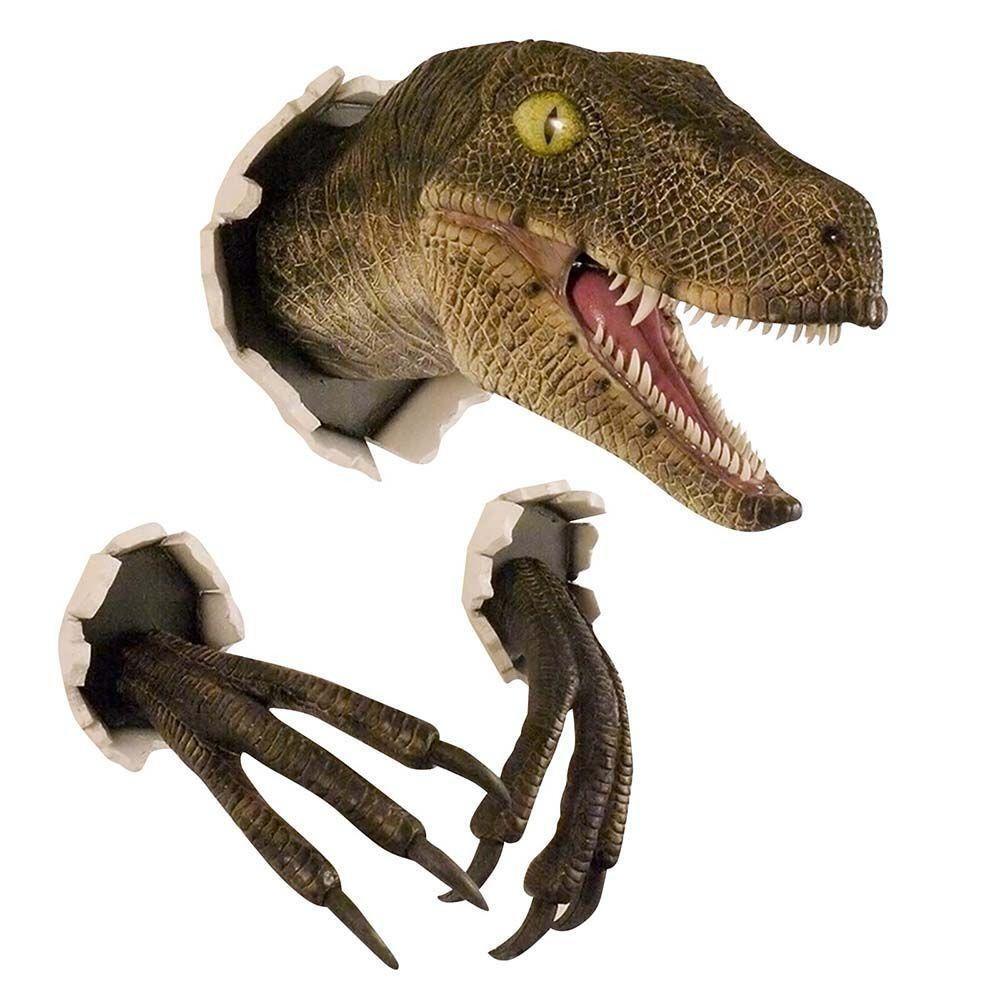 Wall Mounted Dinosaur Sculpture 3d Bust Hanging Prop Replica Art Home Decoration