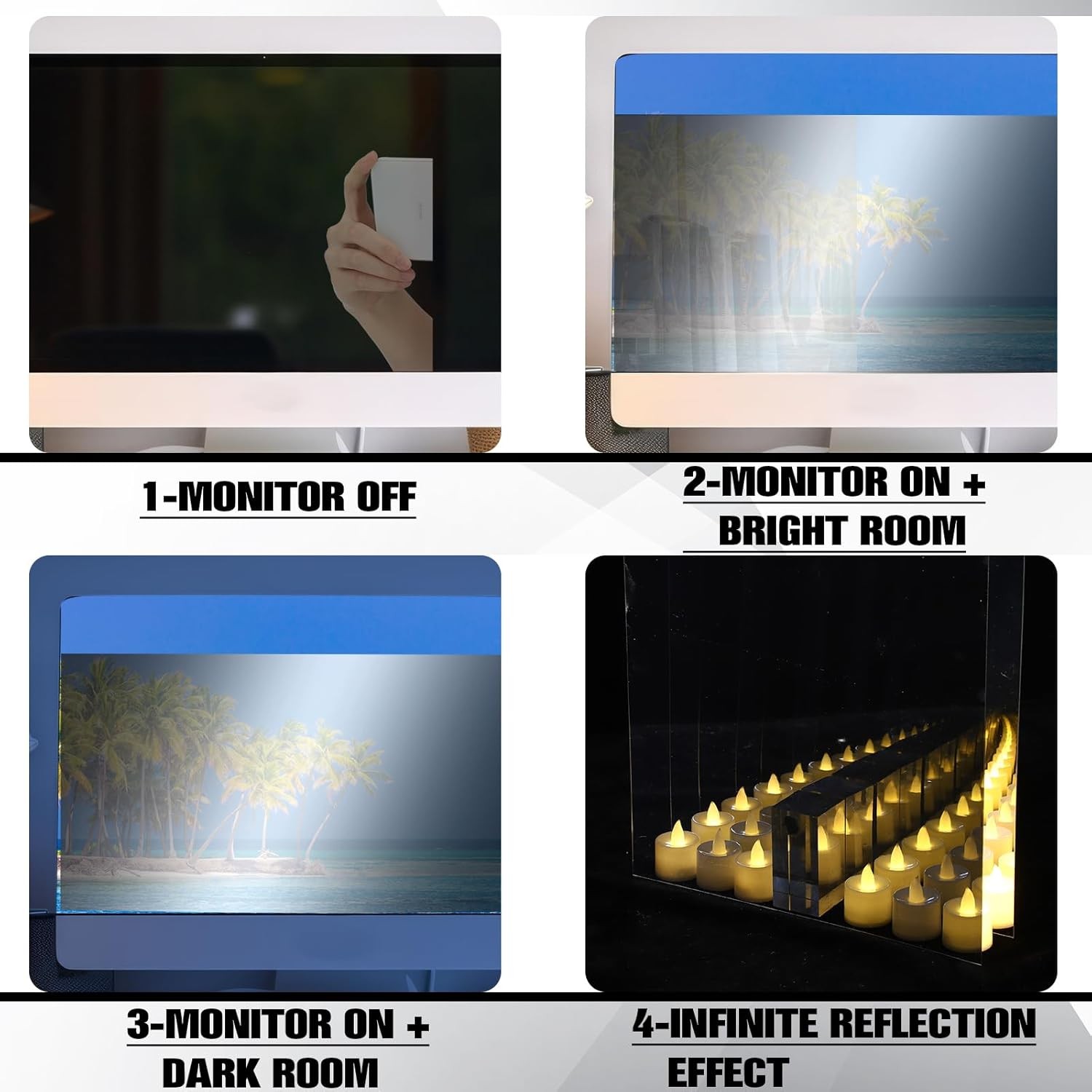 3 Pcs Two Way Mirror Glass, 18x24x0.04 Inch Acrylic Infinity See