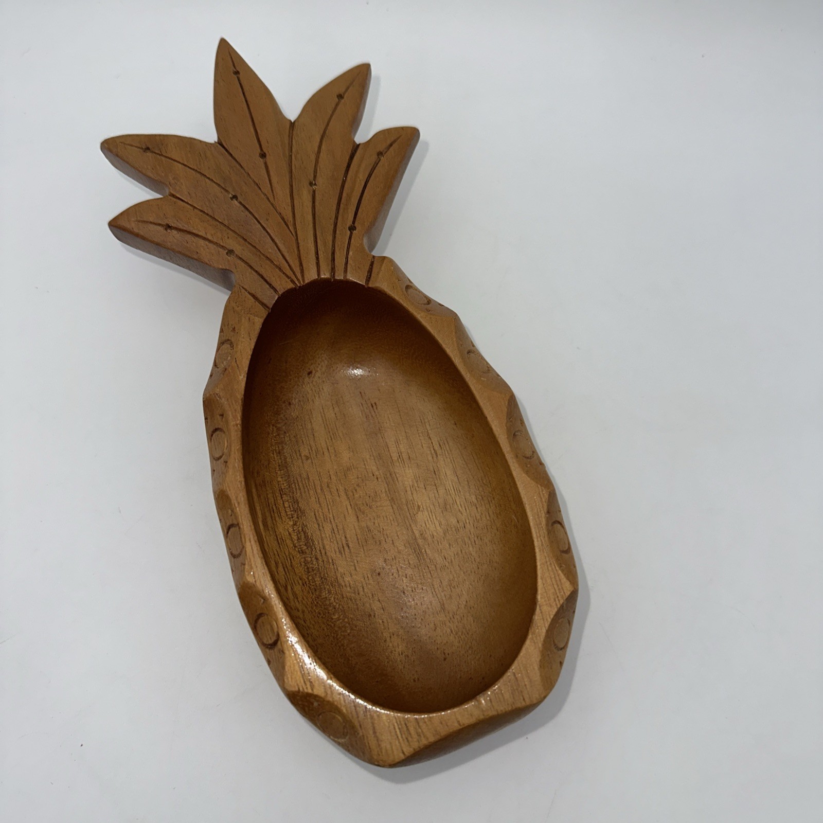 Blair Hawaii Monkey Pod Pineapple Bowl Carved Vintage Toothpick Holder 9in