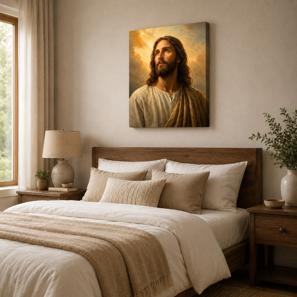 Jesus Portrait Canvas Wall Art Christian Home Decor Sacred Heart Spiritual Gift