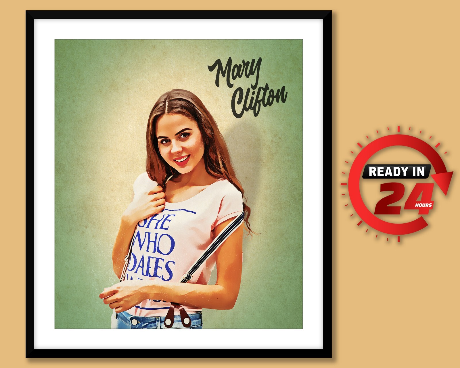 Customised Retro style portrait | Vintage style portrait print | Old style print