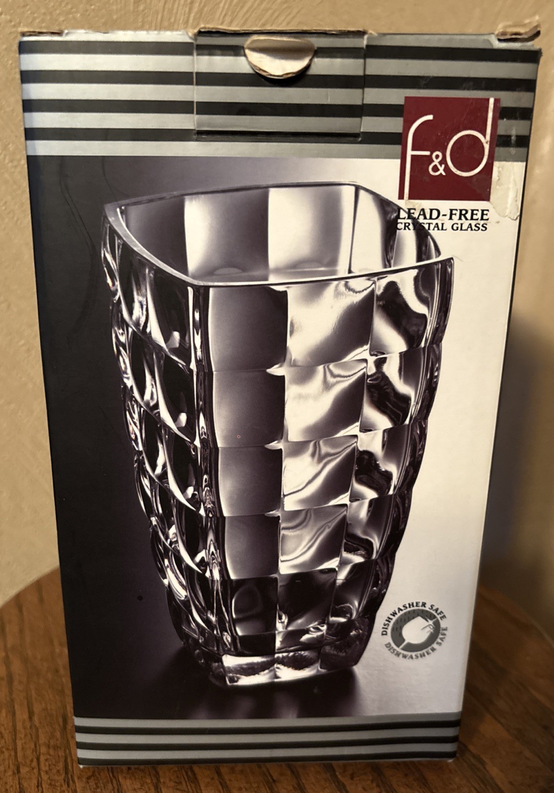 f&d Lead-Free Crystal Vase Modern Geometric Design Home Decor Gift