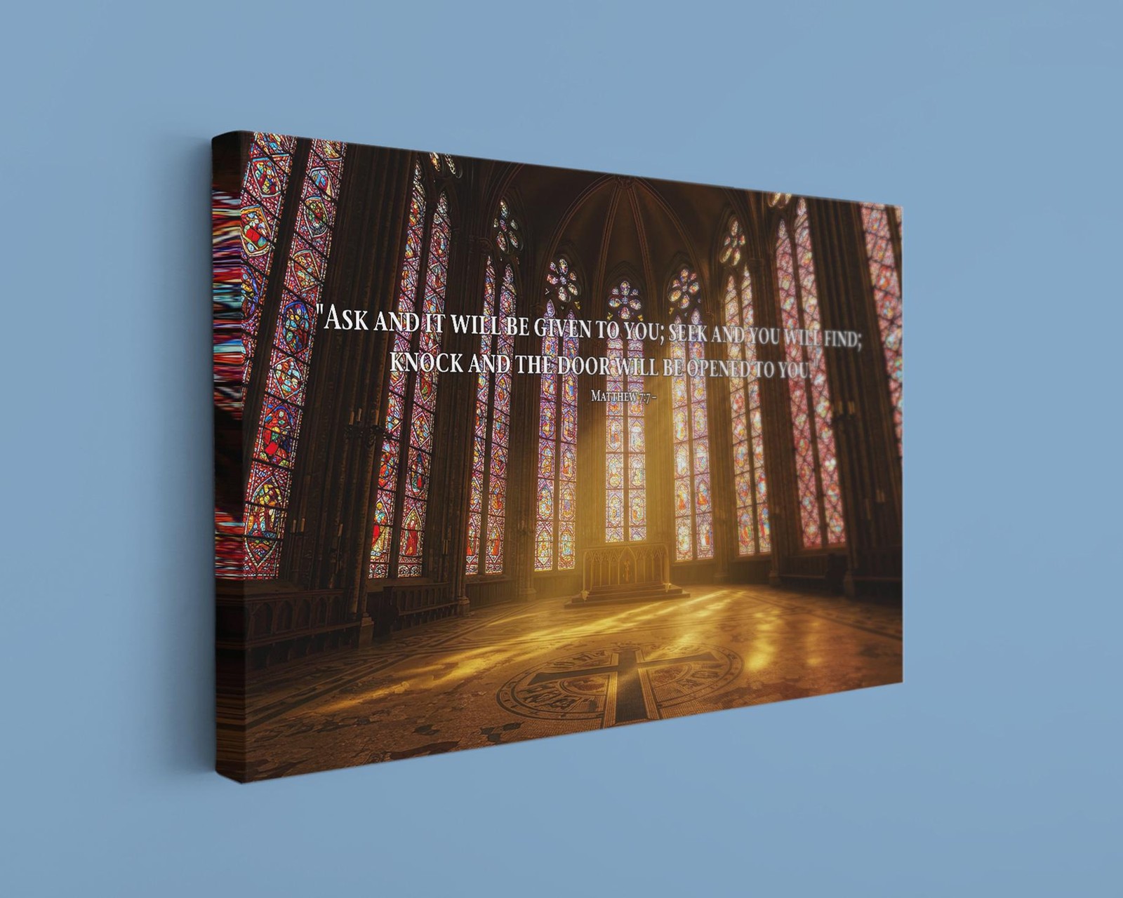 Bible Verse Canvas Matthew 7 7 Christian Scripture Wall Art Faith Poster