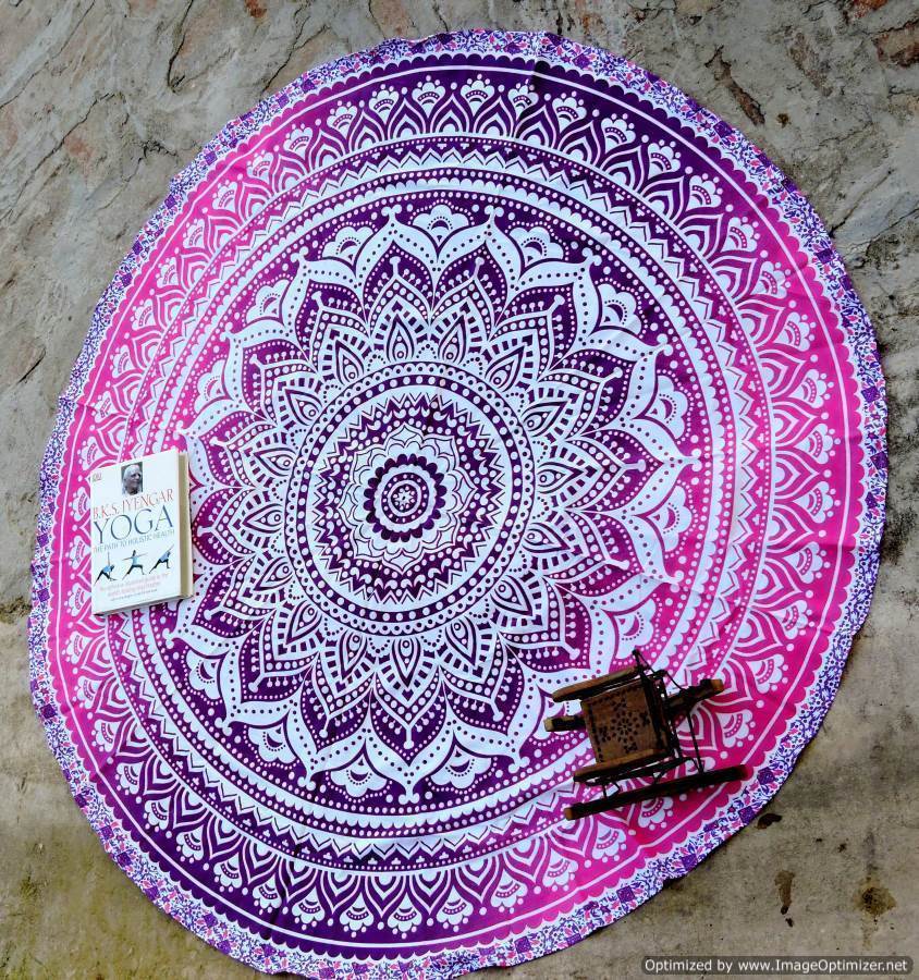 Indian Ombre Round Mandala Hippie Tapestry Roundie Beach Throw Yoga Mat Tapestry