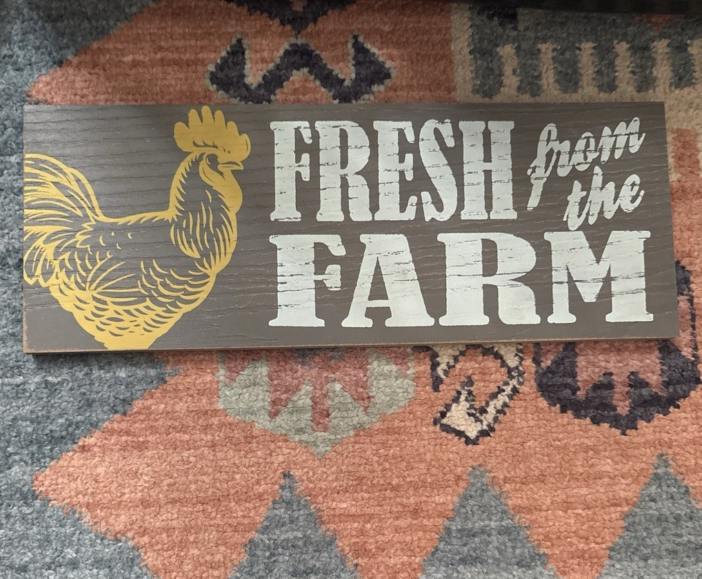 Fresh from the Farm Rooster Wood Sign, Farmhouse Decor, Horizontal Rectangle