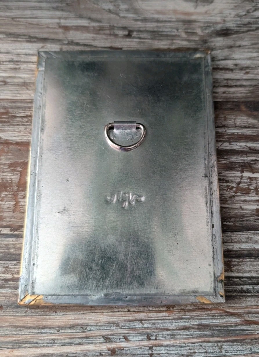 Antique Elegant Moroccan Handmade Brass Gold Hand Wall Mirror Signed