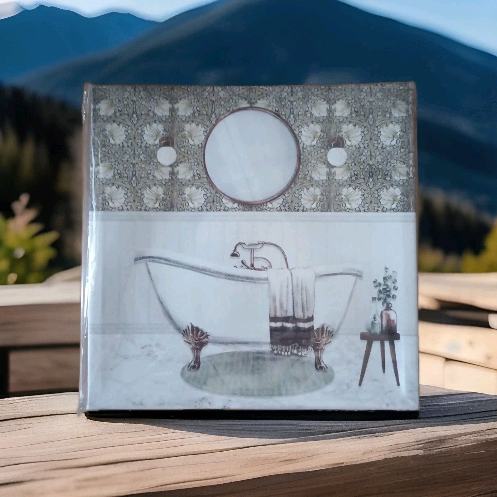 New Special Moments 9 in x 9 in Picture Bathroom Scene Canvas Wall Mount
