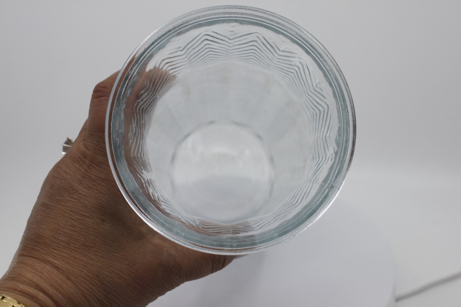 Clear Chevron Herringbone Pattern Glass Vase 9.5″ Tall Textured Decorative #3