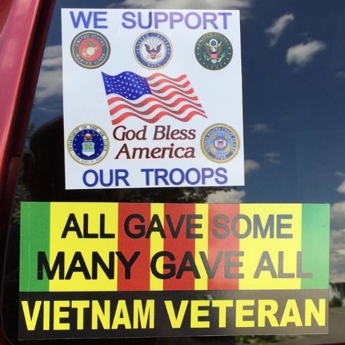 Military Branch support all. 4″X 4″ vinyl. NEW. $4.65 Ships FREE