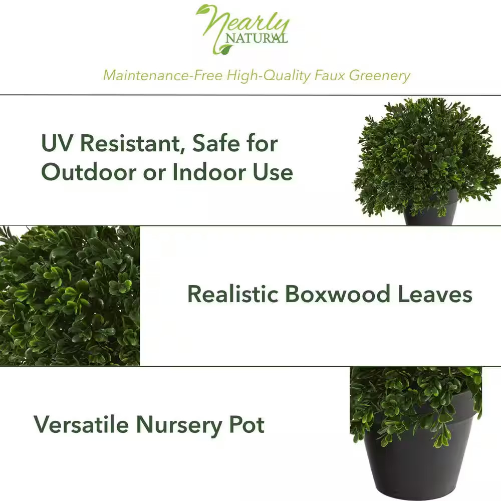 10 In. Boxwood Topiary Artificial Plant UV Resistant (Indoor/Outdoor)