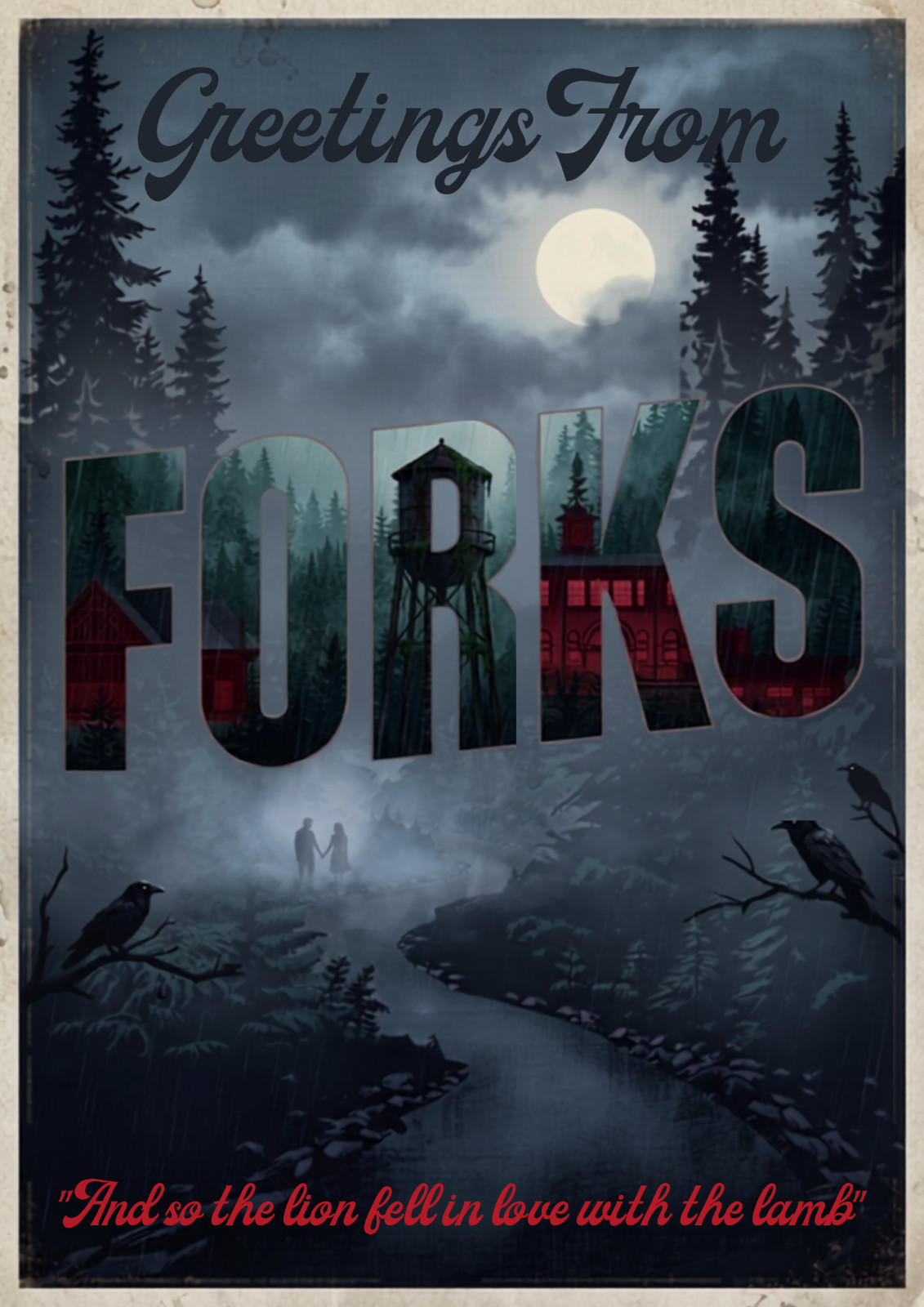 Forks Twilight Wall Collage Postcard Style Poster