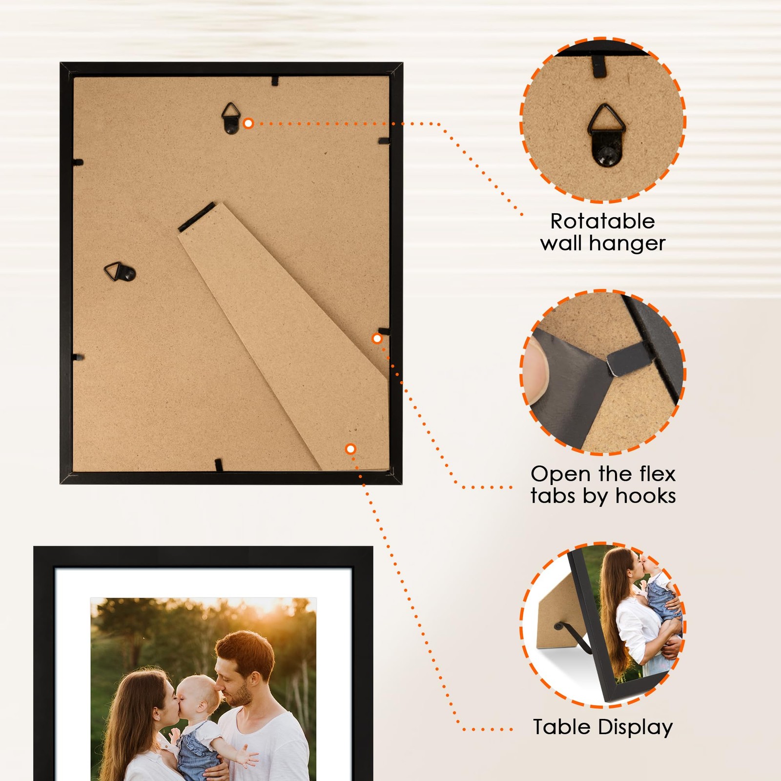 8×10 Picture Frame 1 Pack, Photo Frame with HD Plexiglass, Display Pictures