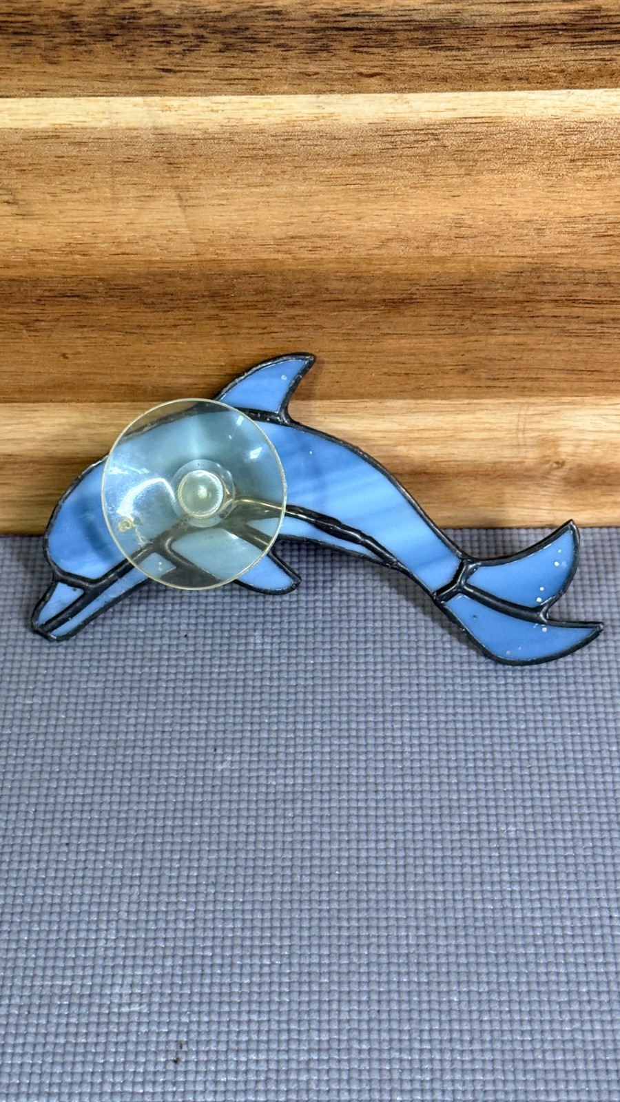 Blue Dolphin Stained Glass Suncatcher Window Hanging Suction Cup 5in