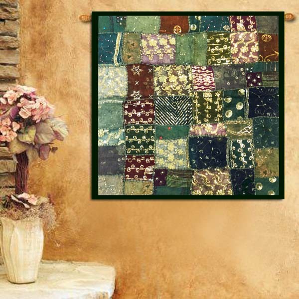 33% Off 40″ Green Square Branded Gift Tapestry Wall Hanging Handmade Art Beaded
