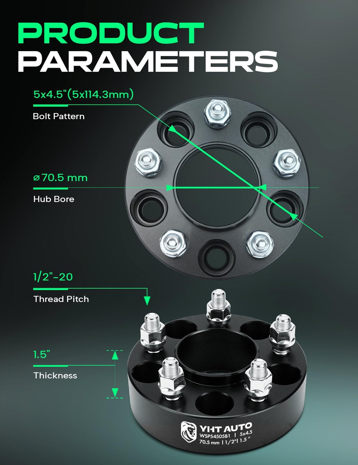 YHTAUTO 5×4.5 Hub Centric Wheel Spacers 1.5 Inch Fits Ford Thickness