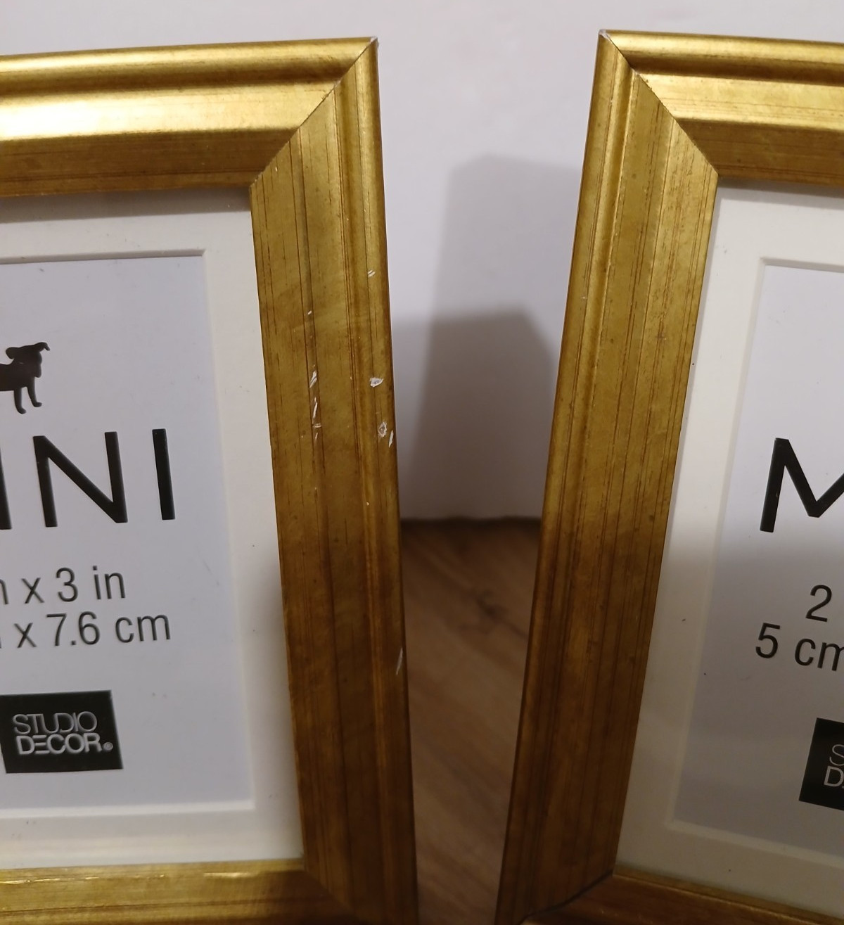 Set of 2 Studio Decor Gold Frames 3×4 or 2.5×3.5 Matted Mini Picture Frames