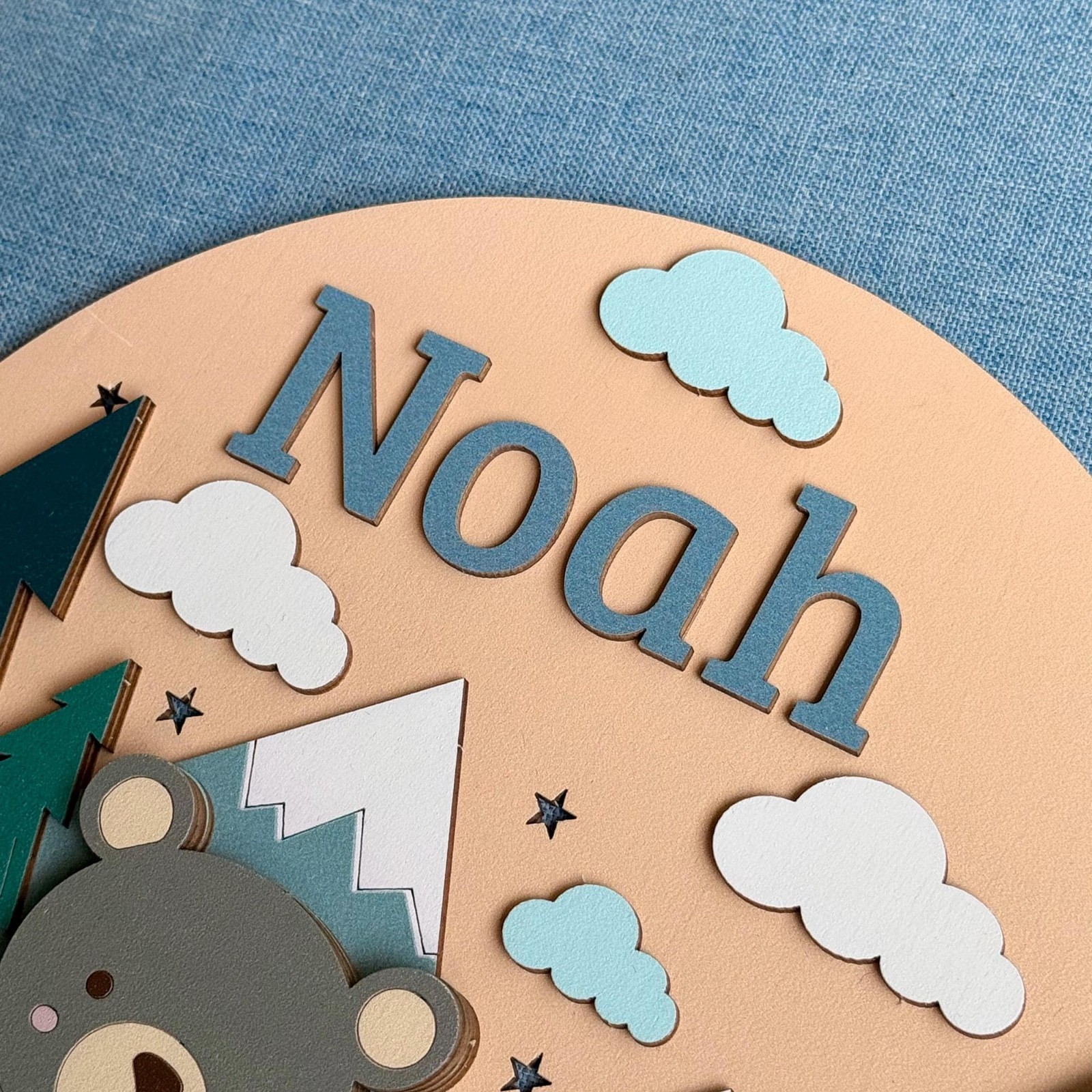 Personalized 3D Woodland Animal Wooden Name Sign – Nursery Decor, Baby Boy Gift