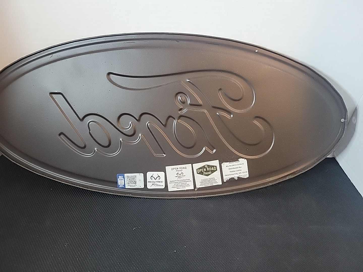 FORD 20 Inch Oval Vintage Distressed Style Camo Camouflage Embossed Metal Sign