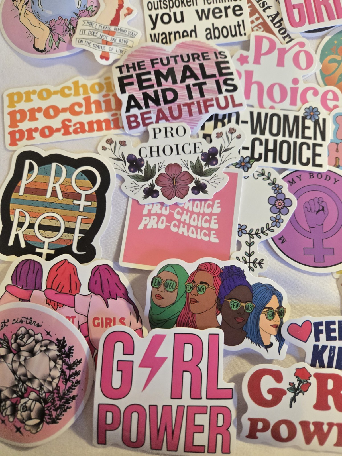 Womens Reproductive Rights Feminist Vinyl Stickers Pack Decals – 20 Random