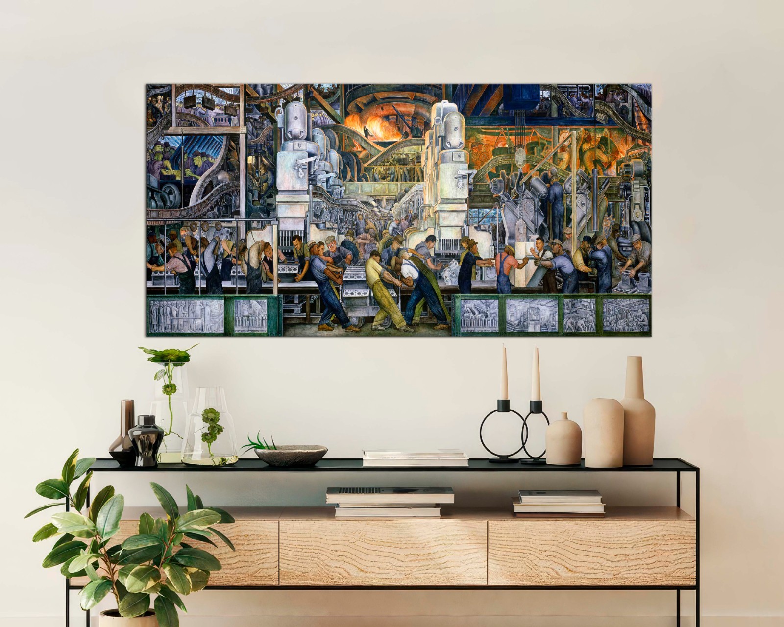 Diego Rivera, Detroit Industry, South Wall, Narrow Horizontal Wall Art Large Art