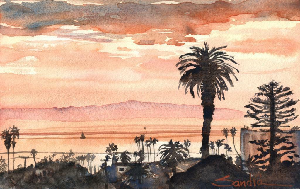 Ventura Afternoon: Signed LE Art Print : Sandra Watercolors™ California