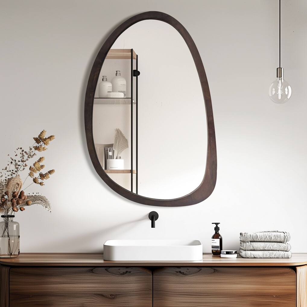 Asymmetrical Mirror Irregular Mirror Wall Mirrors Wood Frame for Home Decorative
