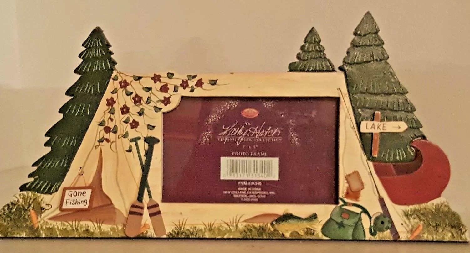 Gone Fishing – 3″ x 5″ Wooden Photo Picture Frame Kathy Hatch