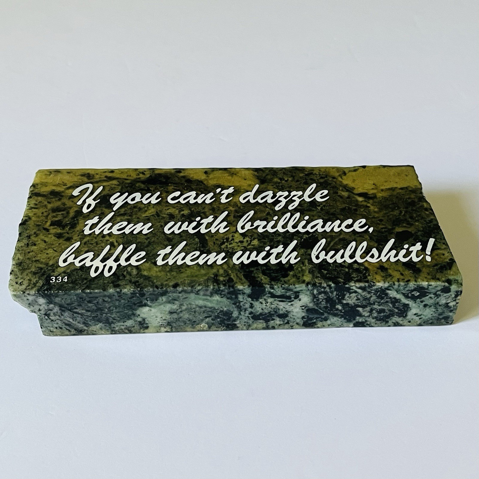Vintage Humorous Funny Saying Granite Stone Paperweight Desk Sitter –