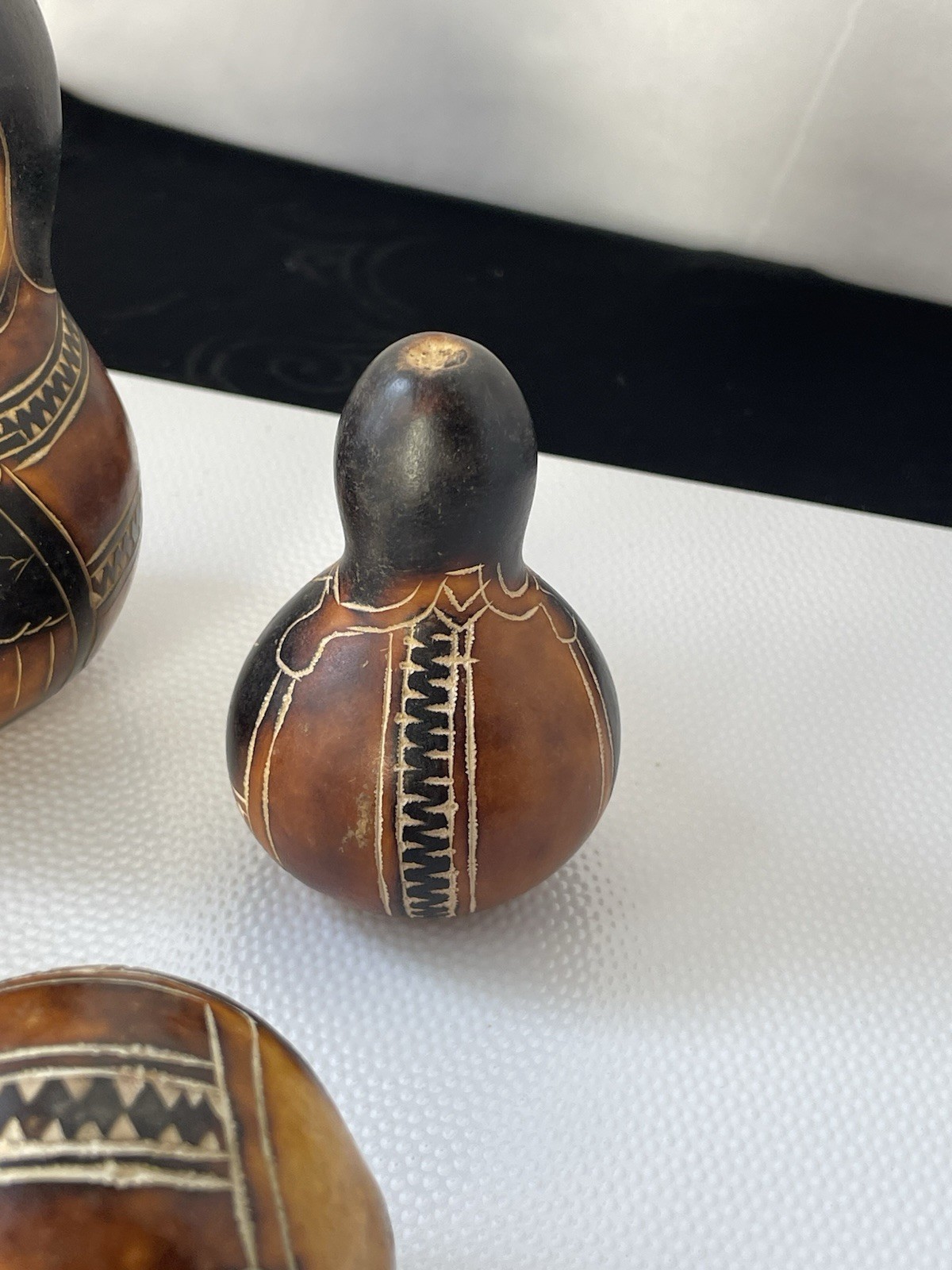 Lot Of 4 Vintage Etched Gourds See Pictures Details/wear