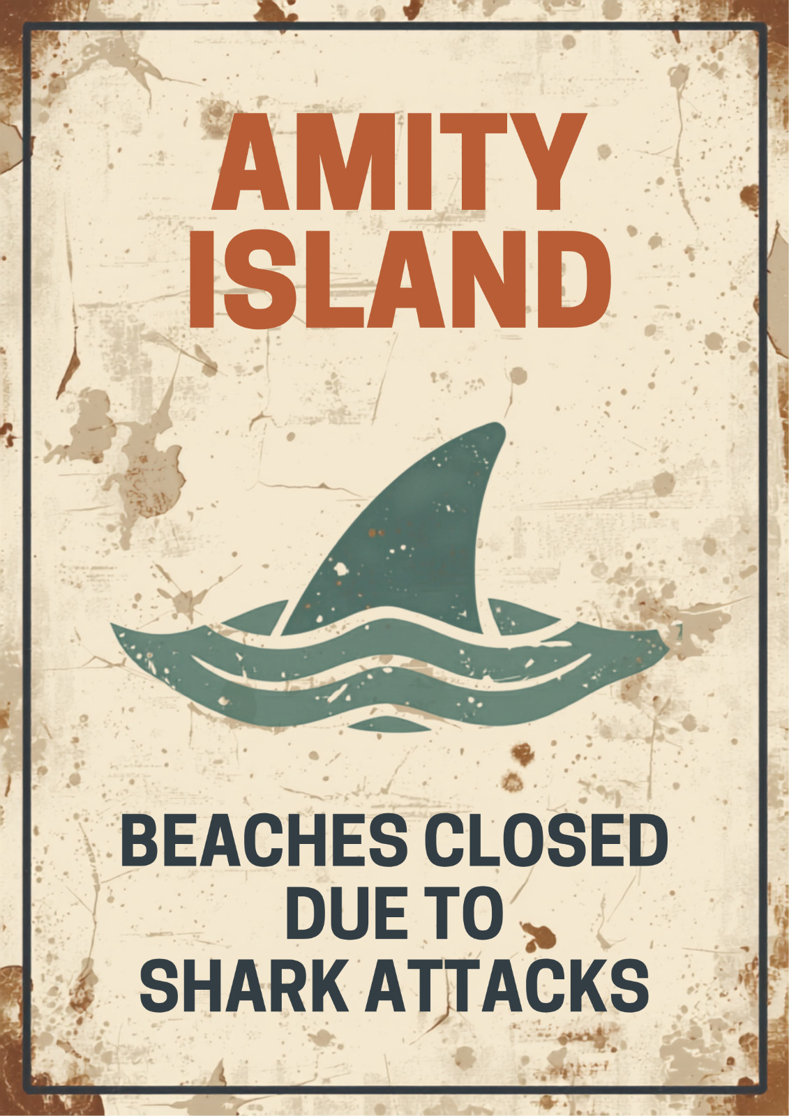 Beaches Closed Jaws Horror Wall Collage Promo Style Poster