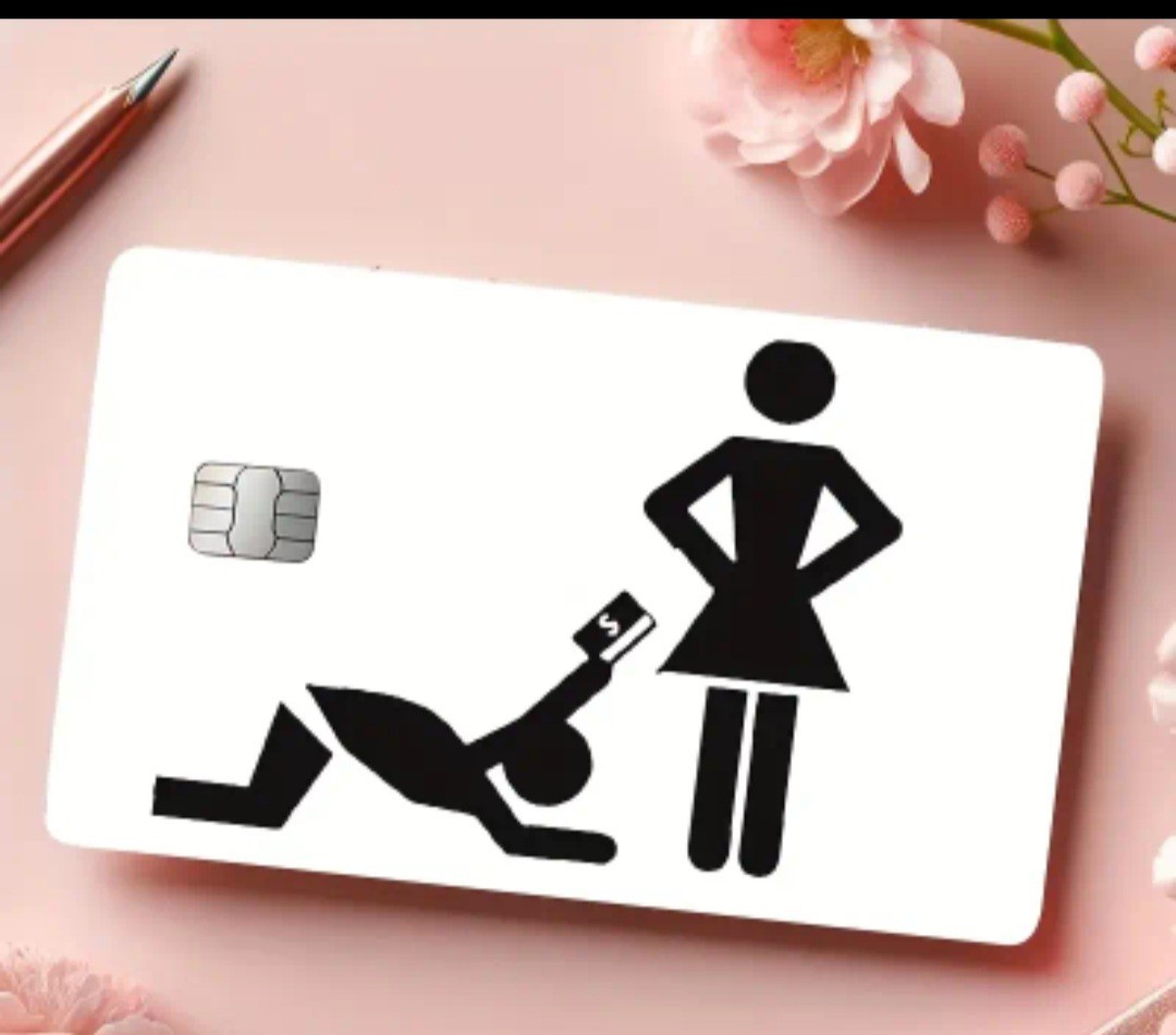 Funny Man Giving Woman His Credit Debit Card Sticker Skin SHOW ME THE MONEY