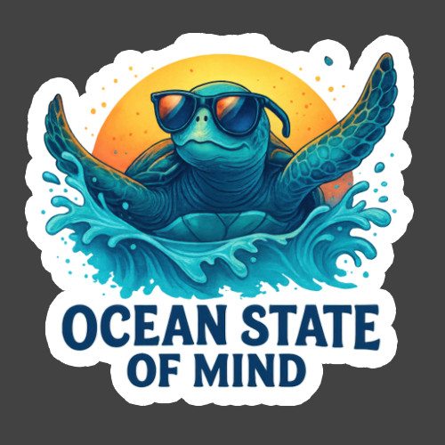 Sea Turtle Sticker Vinyl Decal Ocean State Of Mind Beach Summer Vibes