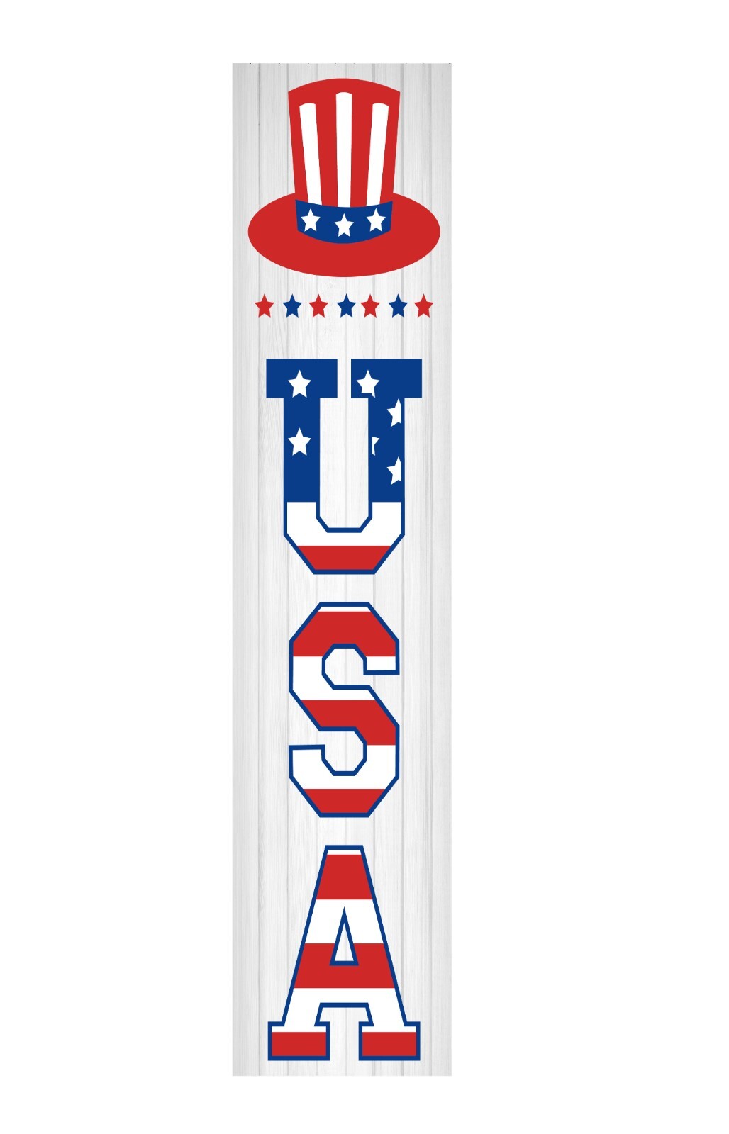 24 Inch (2 Foot Tall) USA Patriotic Vertical Wood Print Sign