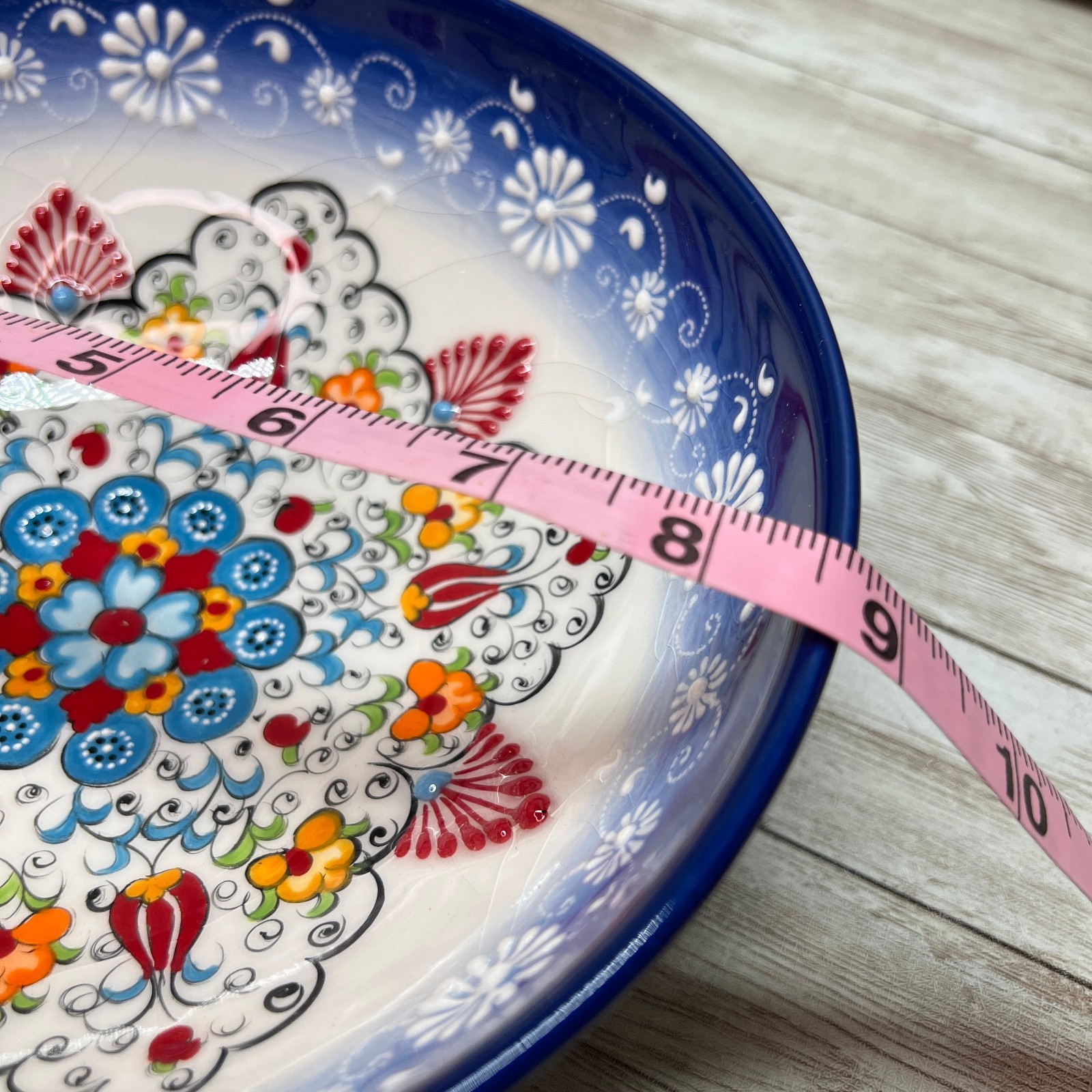 Turkish Ceramic Bowls 8.5″ Original Hand Made Signed Multicolor Floral **READ**