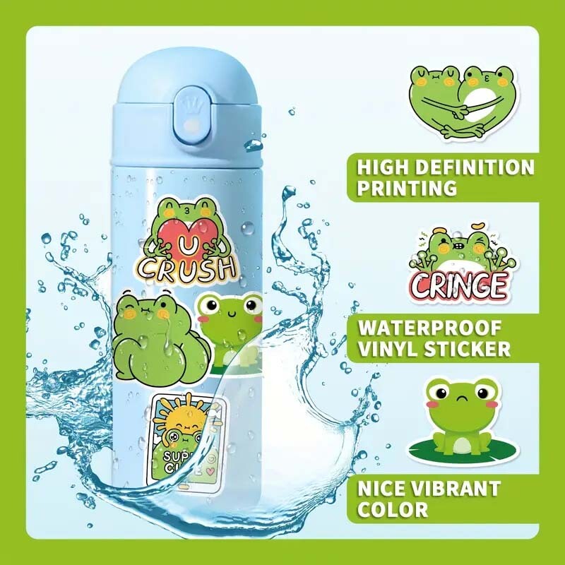 FROG Waterproof Stickers ~ GREEN Toad AMPHIBIAN Removable Vinyl Laptop Decals