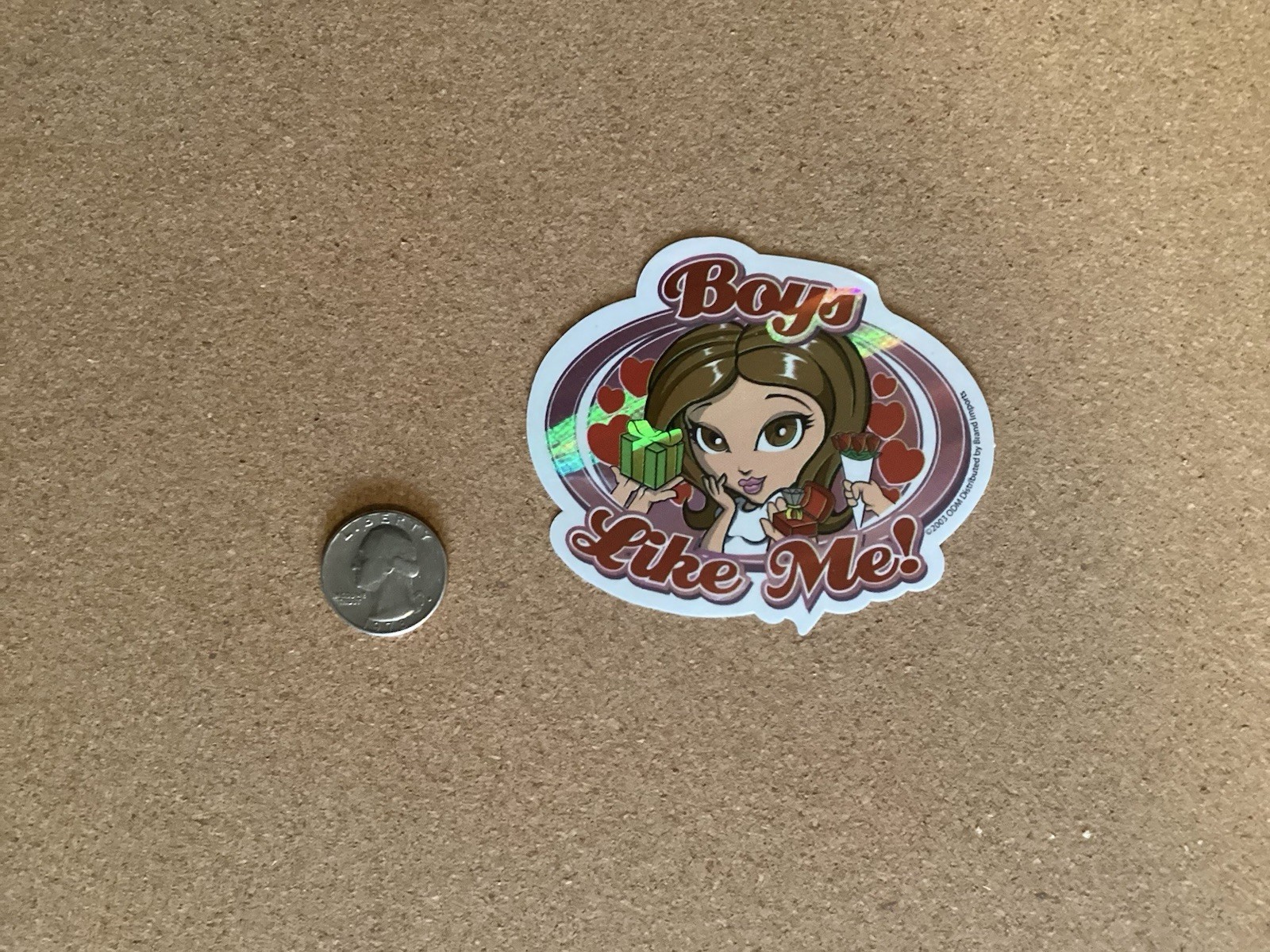 2003 Y2K ODM ZUM Brand Imports Prism Holo Girl Power Vending Sticker Boys Like