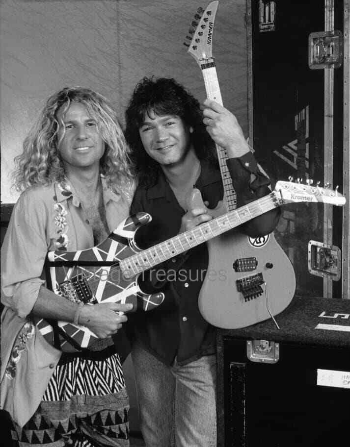 Eddie Van Halen and Sammy Hagar with Guitars Portrait Photo Print Poster