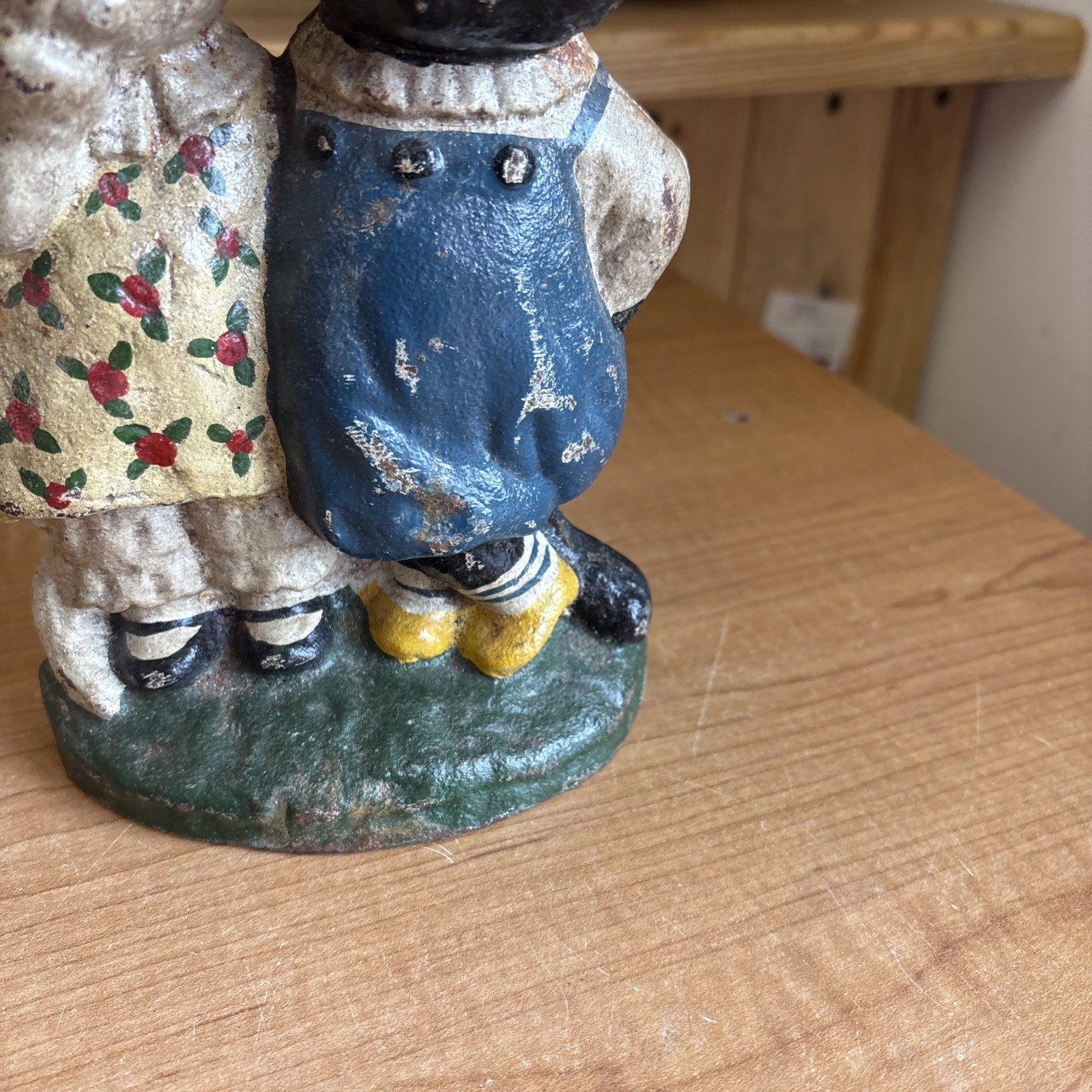 Antique Cast Iron Cat Couple Painted Doorstop Multicolor 🔥🔥🔥