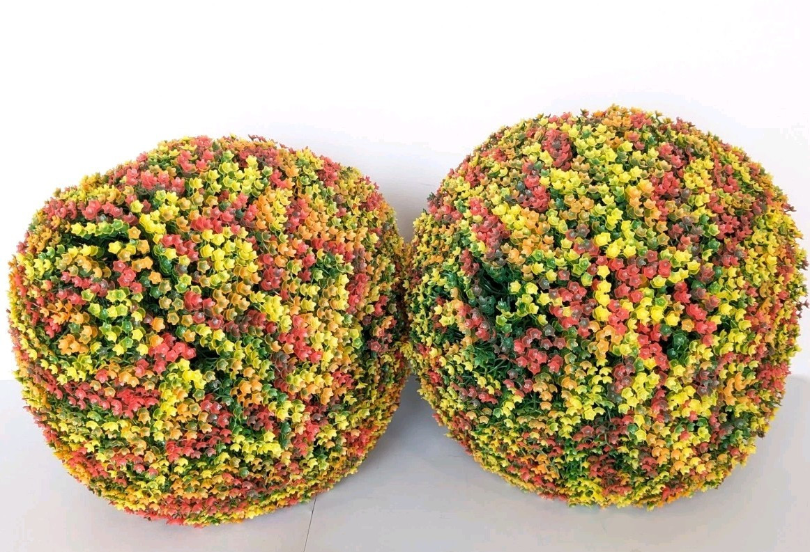 Wicker Park S/2 Oversized 15″ Faux Flower Spheres Harvest Multi NO HARDWARE