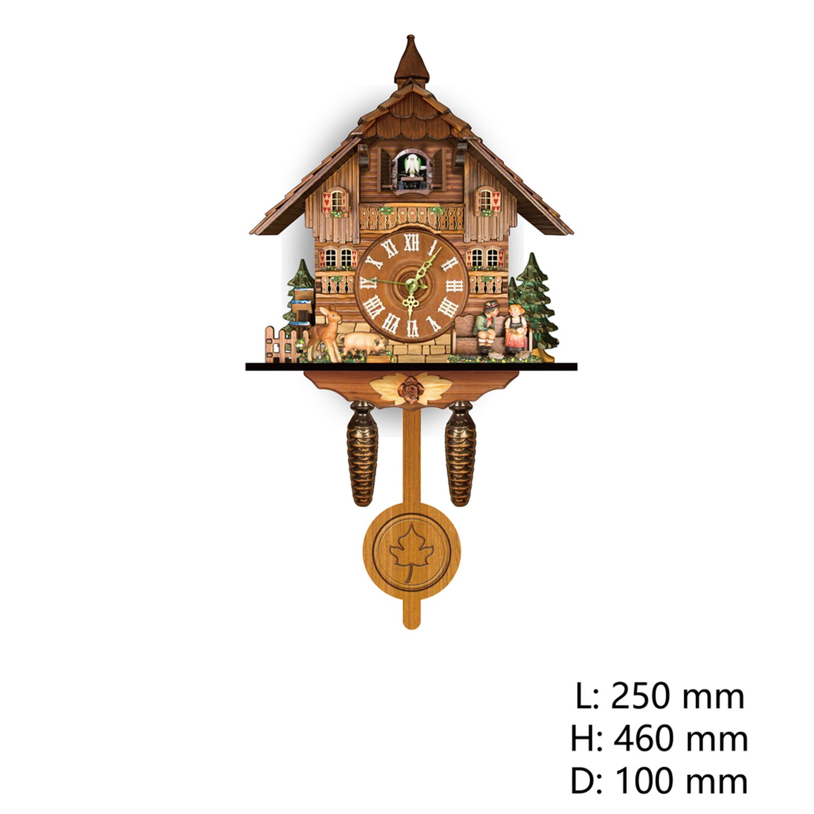 Vintage Cuckoo Wall Clock – Elegant Black Forest Design with Singing Feature