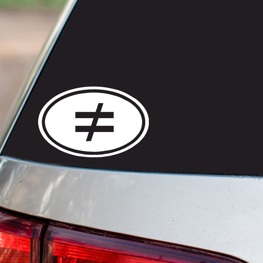 Not Equal sticker Freedom oval euro chrome & regular vinyl color choices