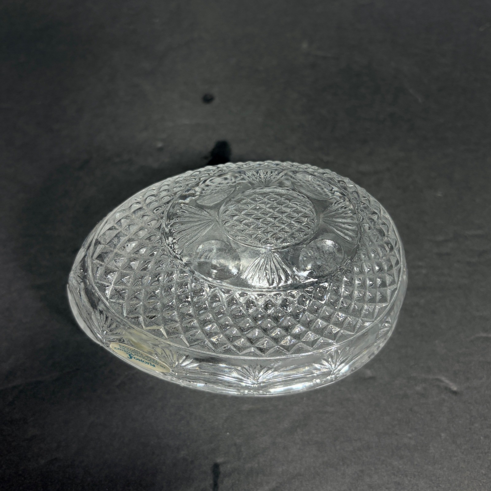 Avon Fostoria Glass Egg Soap Dish Mother’s Day 1977 Collectible Orig Sticker