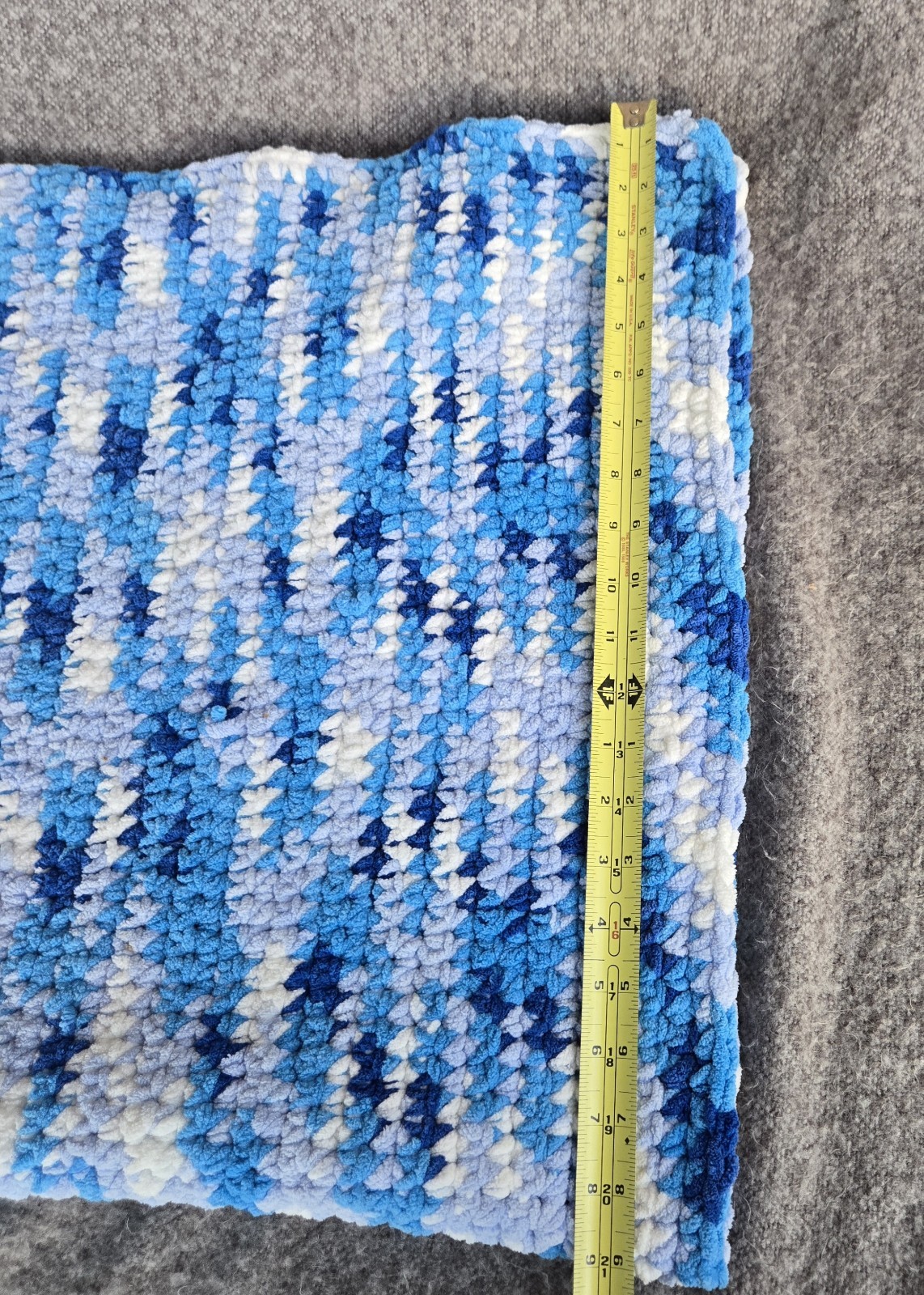 Handmade Blue Crochet Throw Blanket 35x42in