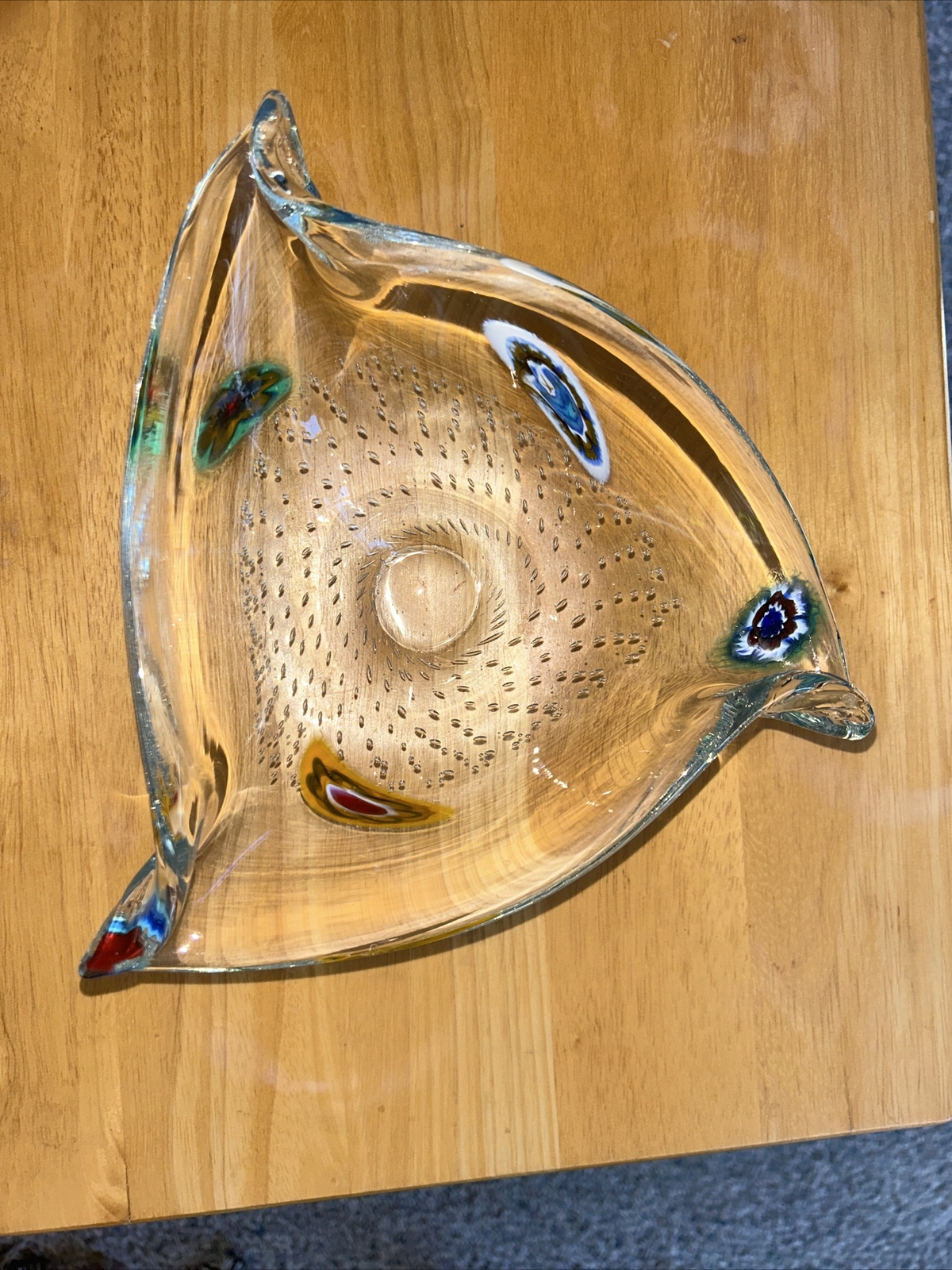 Handmade Glass Bowl From Italy 8 1/2” x 8 1/2” x 8 1/2” , 4 Inches Tall.