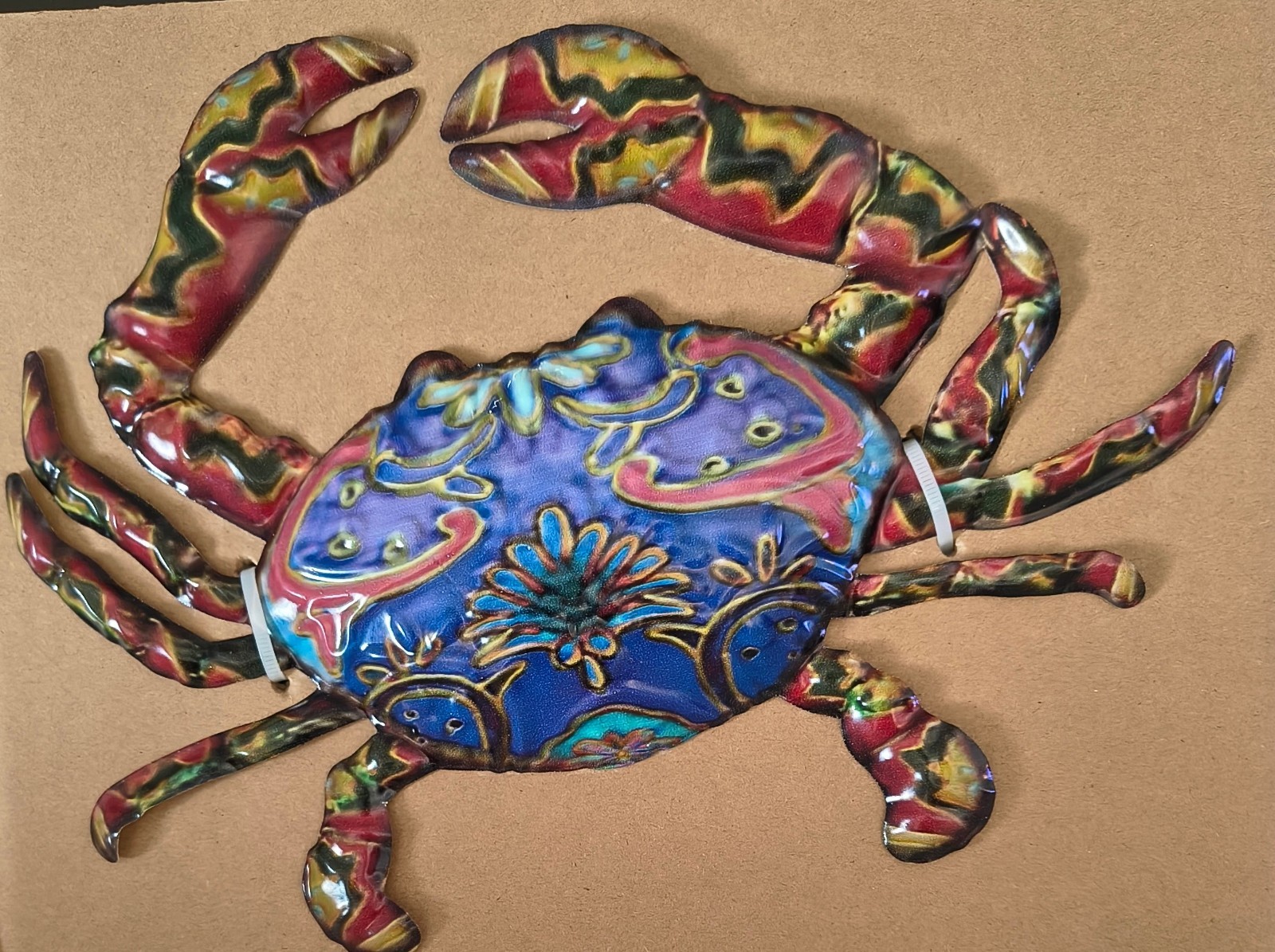 Metal Crab Artwork 12 Inches Wide Metal Cut-Out Design Wall Crab