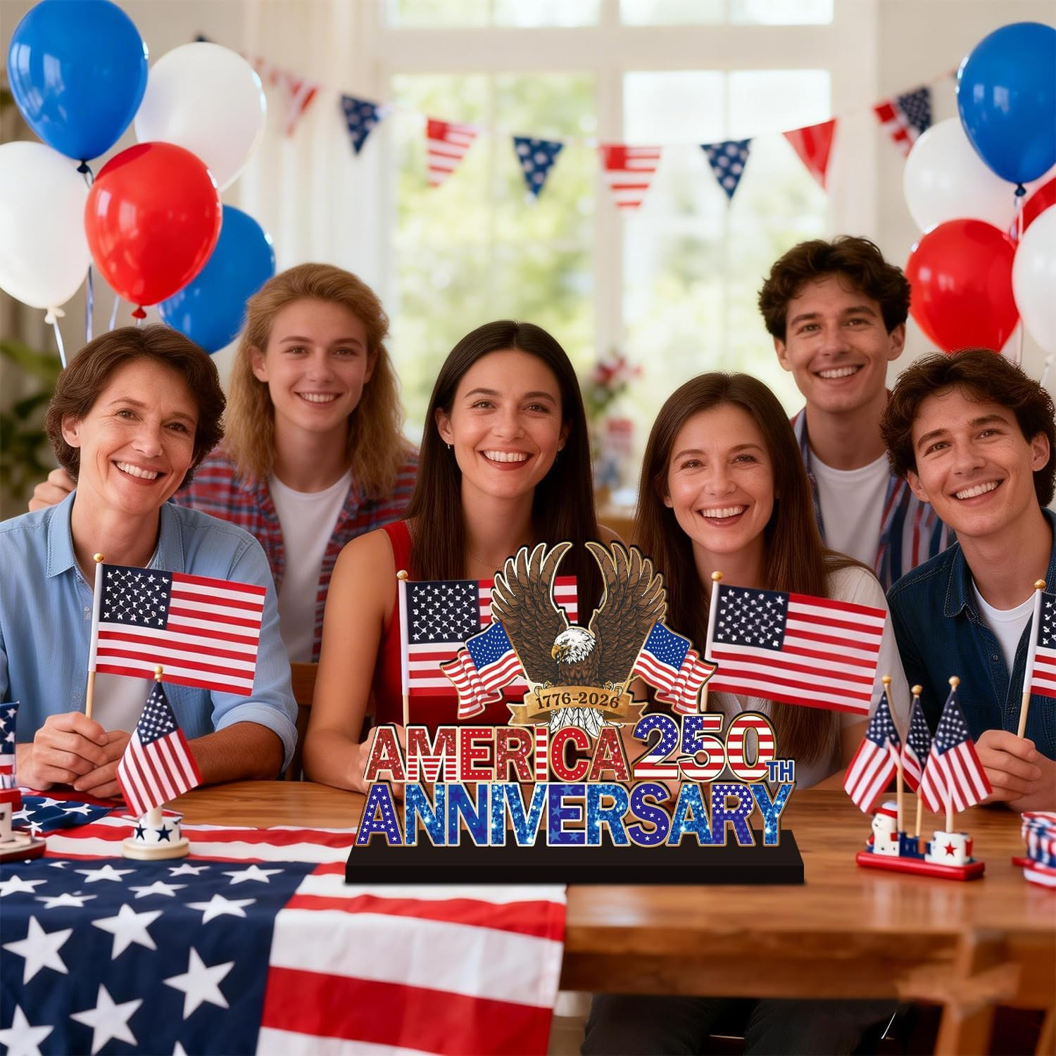 America 250Th Anniversary Decorations Wooden Table Centerpieces, 250 Anniversary