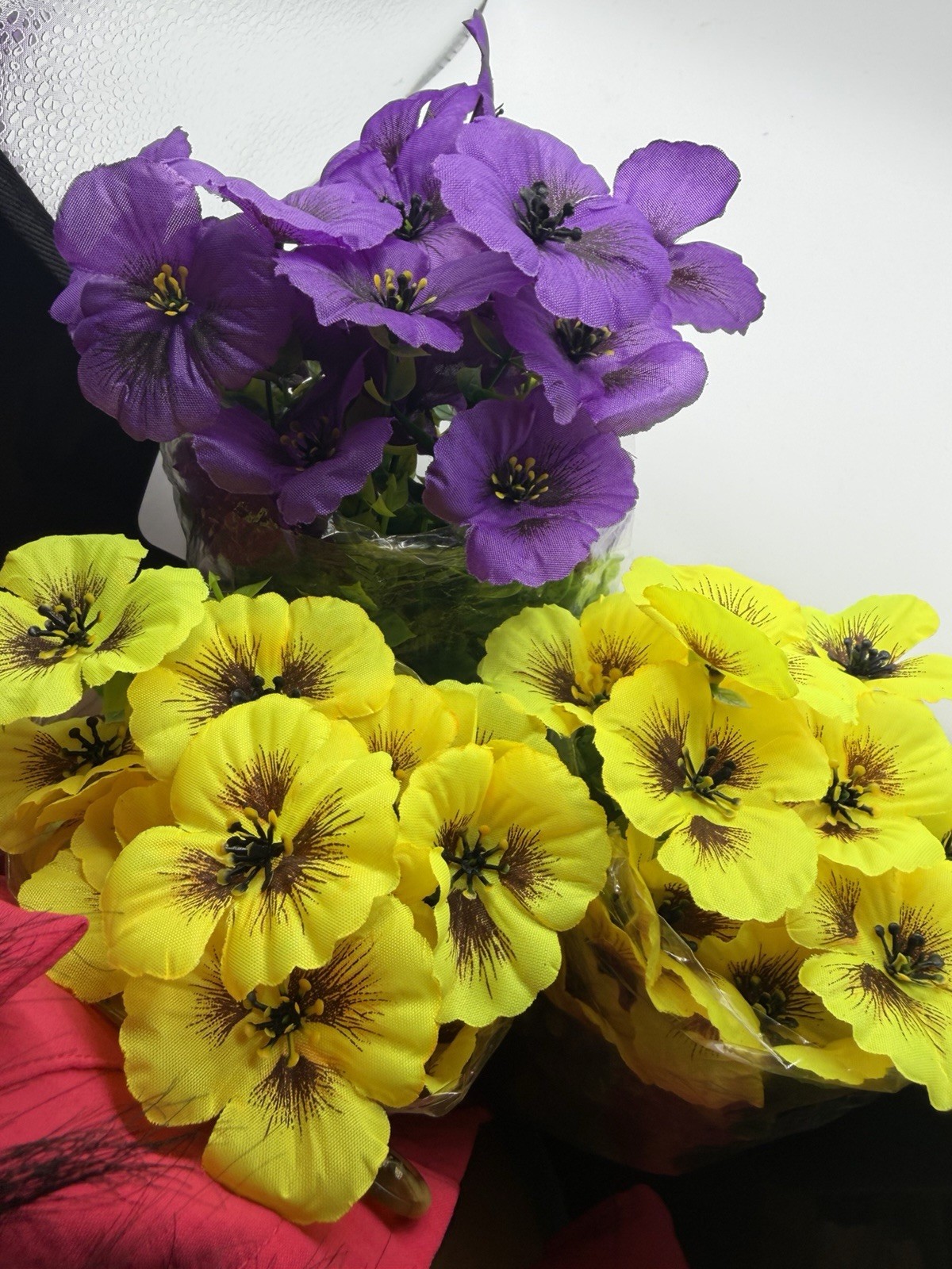 Artificial Flower Bouquet Bunch Floral Decor, Yellow & Purple