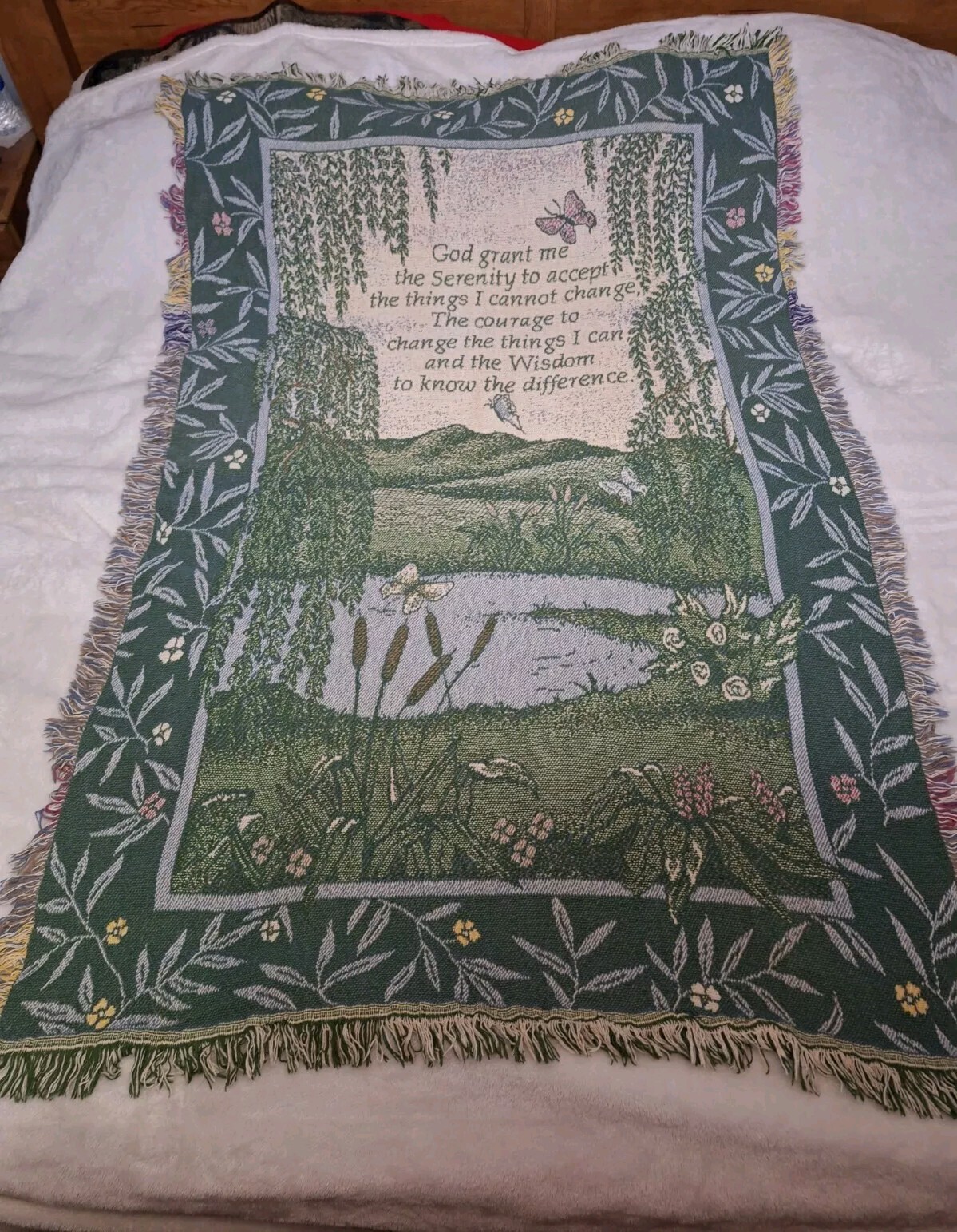 45×65 Serenity Prayer Throw Wall Tapestry Fringed